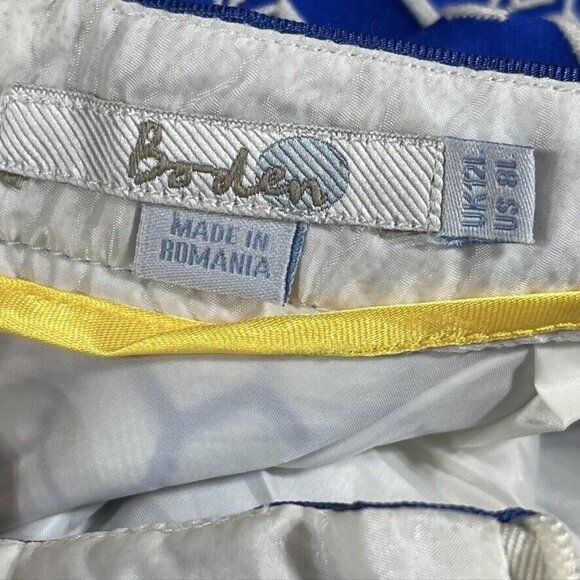 BODEN Skirt Women Size 8L Grosgrain Ribbon Waist Cotton Embroidered Pencil Midi - Picture 7 of 10
